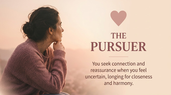 A person in a cozy pink knit sweater sitting in a contemplative pose against a soft peachy beige background, with warm natural lighting creating a calm and introspective atmosphere